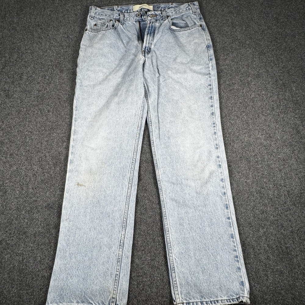Vintage GAP Jeans Mens Size 33x32 Standard Fit Light Blue Distressed Denim 2000s